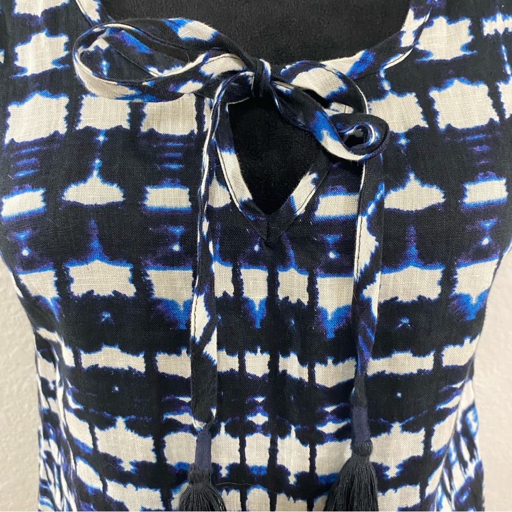Cynthia Rowley‎ 100% Linen Sleeveless Shift Dress, Size 2, Tie Dye Blue White - Picture 2 of 4